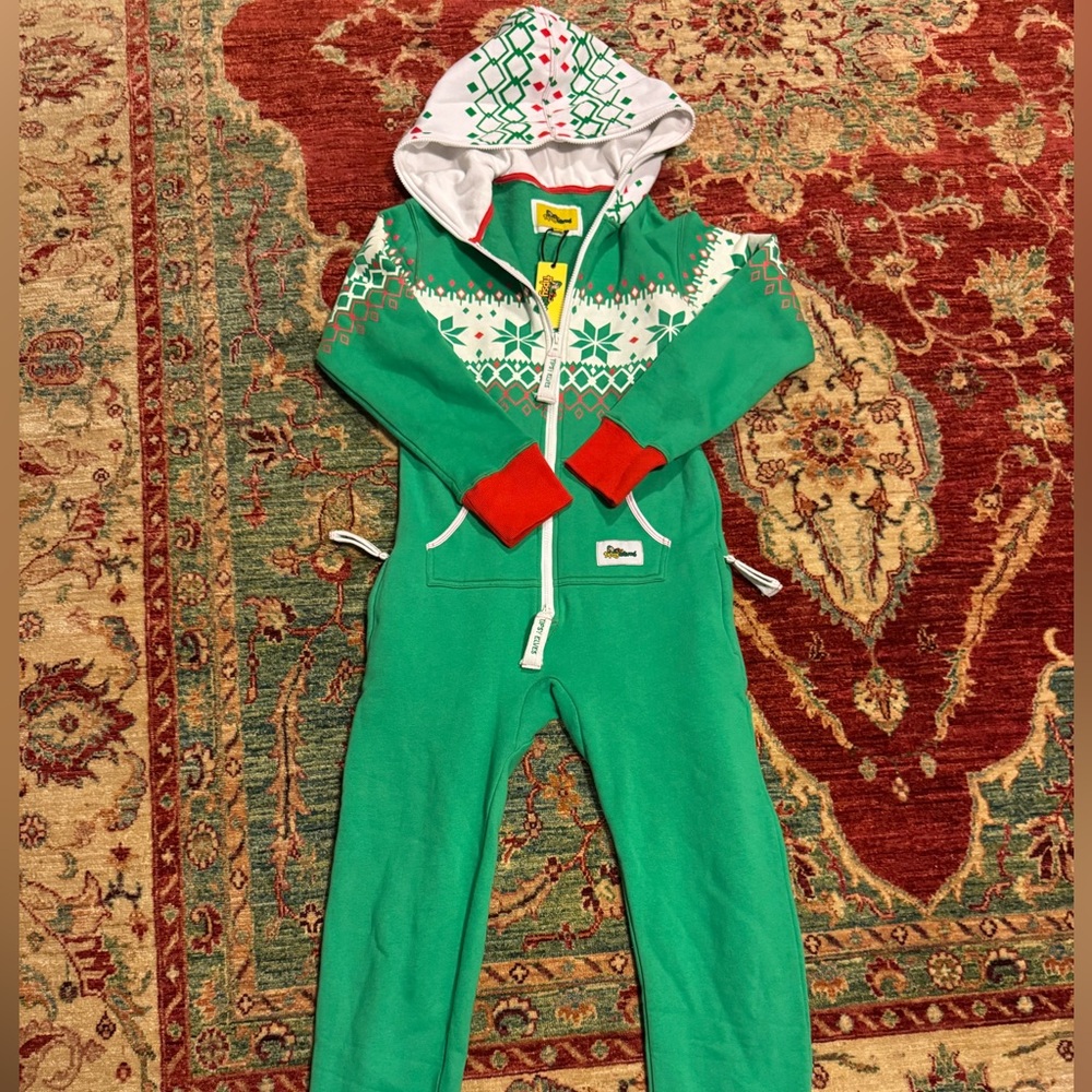 Tipsy Elves Green/Red snowflake onesie